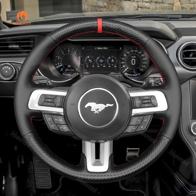 Mewant® Alcantara Car Steering Wheel Cover for Ford Mustang 2015-2023