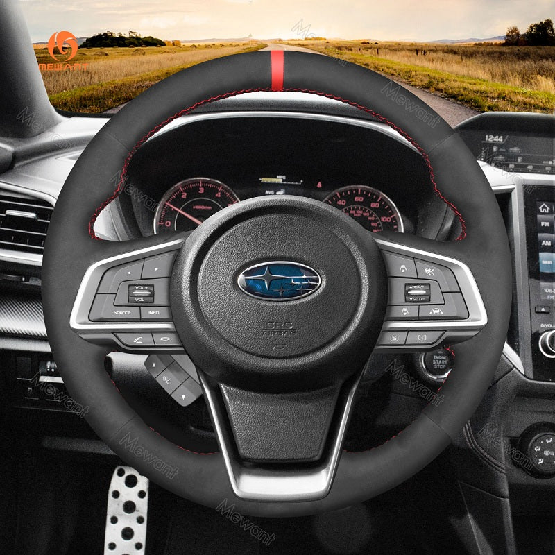 Mewant® Alcantara Car Steering Wheel Cover for Subaru Forester 2019-2024 / Outback 2018-2024 / Ascent 2019-2024 / Crosstrek 2018-2024 / Impreza 2017-2024 / Legacy 2018-2024