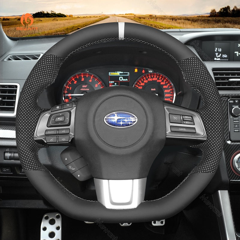Mewant® Alcantara Car Steering Wheel Cover for Subaru WRX WRX STI 2015-2021 Levorg STI 2014-2021