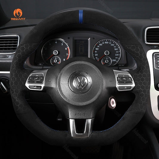 Mewant® Alcantara Car Steering Wheel Cover for Golf 6 (VI) GTI Polo GTI Polo (R-Line) Scirocco CC (R-Line) Tiguan (R-Line)