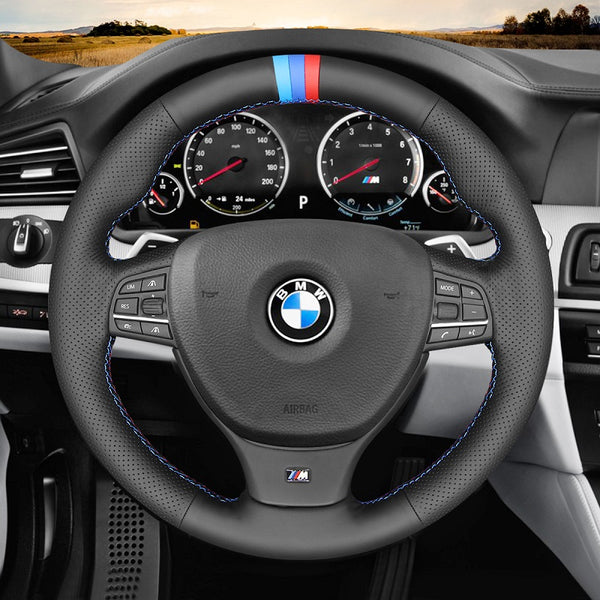 Mewant® Alcantara Car Steering Wheel Cover for BMW 5 Series M Sport F10 F11 F07 6 Series F12 F13 F06 7 Series F01 F02 M5 F10