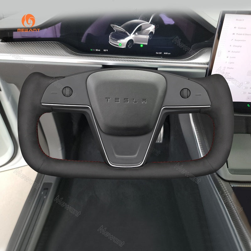 Mewant® Alcantara-Lenkradbezug für Tesla-Modelle S 2021-2023 / Modell X 2021-2023