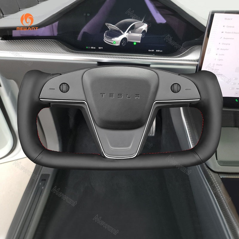 Mewant® Alcantara-Lenkradbezug für Tesla-Modelle S 2021-2023 / Modell X 2021-2023