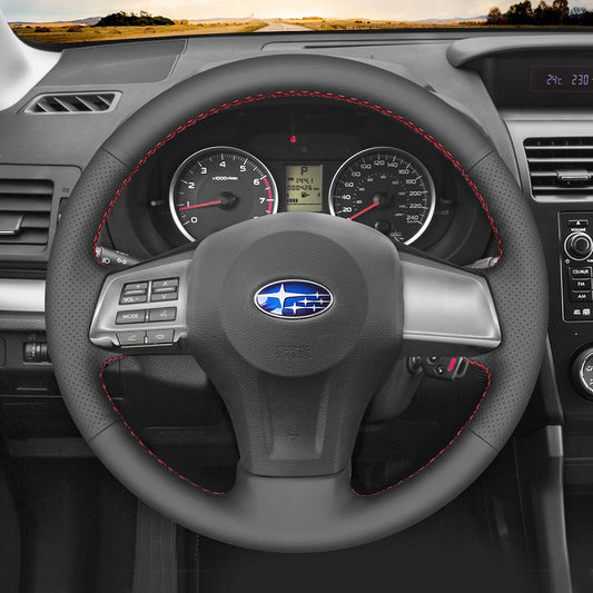 Mewant® Alcantara Car Steering Wheel Cover for Subaru Forester 2013-2016 Legacy 2012-2014 Outback 2012-2014 XV (Crosstrek) 2013-2015 Impreza 2012-2016