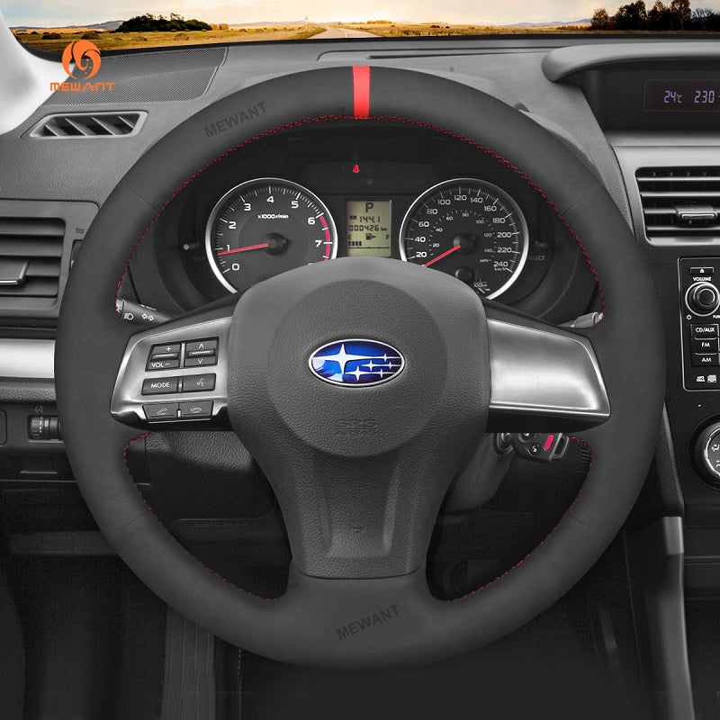 Mewant® Alcantara Car Steering Wheel Cover for Subaru Forester 2013-2016 Legacy 2012-2014 Outback 2012-2014 XV (Crosstrek) 2013-2015 Impreza 2012-2016