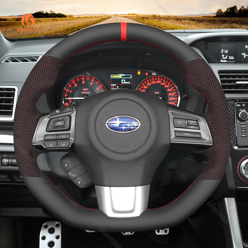 Mewant® Alcantara Car Steering Wheel Cover for Subaru WRX WRX STI 2015-2021 Levorg STI 2014-2021