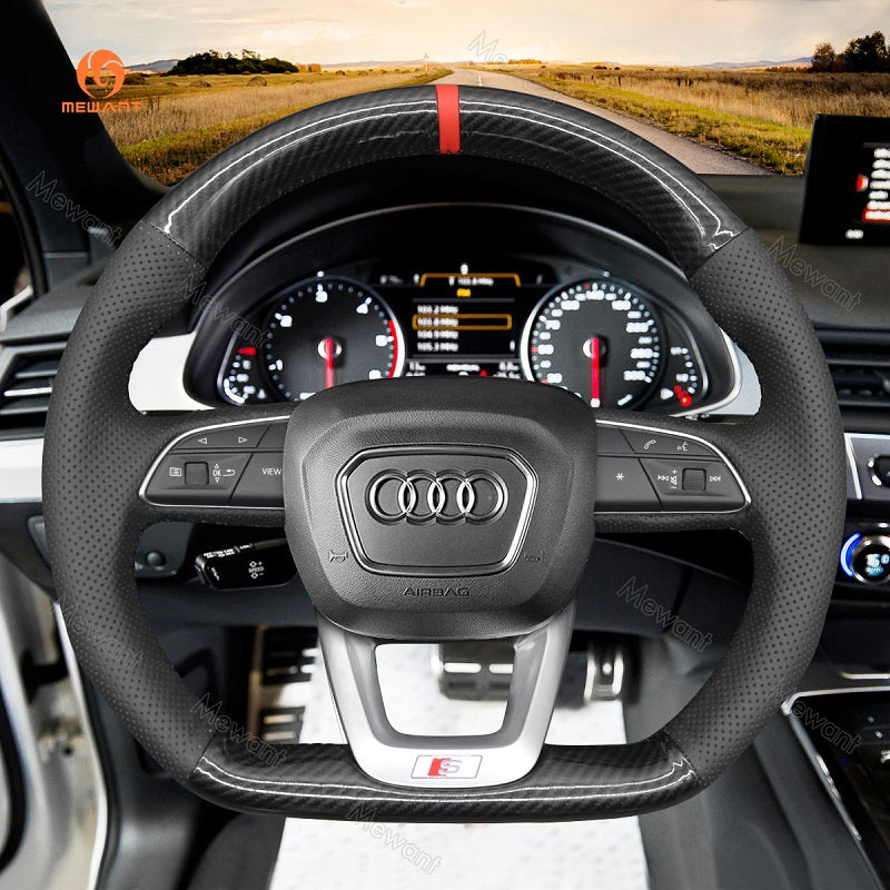 Mewant® Alcantara Car Steering Wheel Cover for Audi Q3 (F3) Q5 (FY) SQ5 (FY) Q7 (4M) SQ7 (4M) RSQ8 Q5