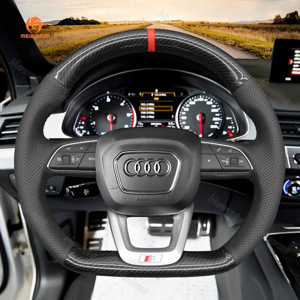 Mewant® Alcantara Car Steering Wheel Cover for Audi Q3 (F3) Q5 (FY) SQ5 (FY) Q7 (4M) SQ7 (4M) RSQ8 Q5