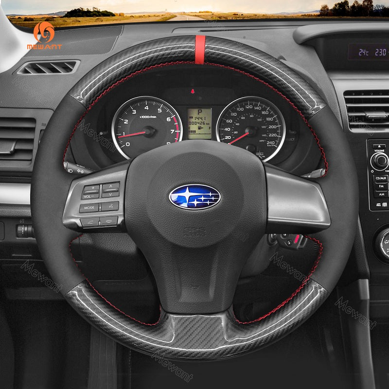 Mewant® Alcantara Car Steering Wheel Cover for Subaru Forester 2013-2016 Legacy 2012-2014 Outback 2012-2014 XV (Crosstrek) 2013-2015 Impreza 2012-2016