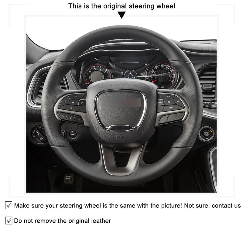 Mewant® Alcantara Car Steering Wheel Cover for Dodge Challenger 2015-2023 Charger 2015-2023 Durango 2018-2023