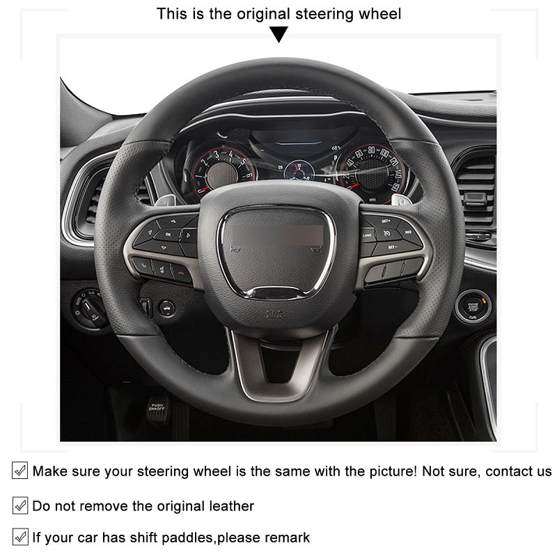 Mewant® Alcantara Car Steering Wheel Cover for Dodge Challenger 2015-2023 Charger 2015-2023 Durango 2018-2023