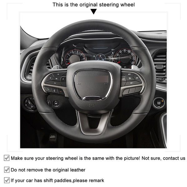 Mewant® Alcantara Car Steering Wheel Cover for Dodge Challenger 2015-2023 Charger 2015-2023 Durango 2018-2023