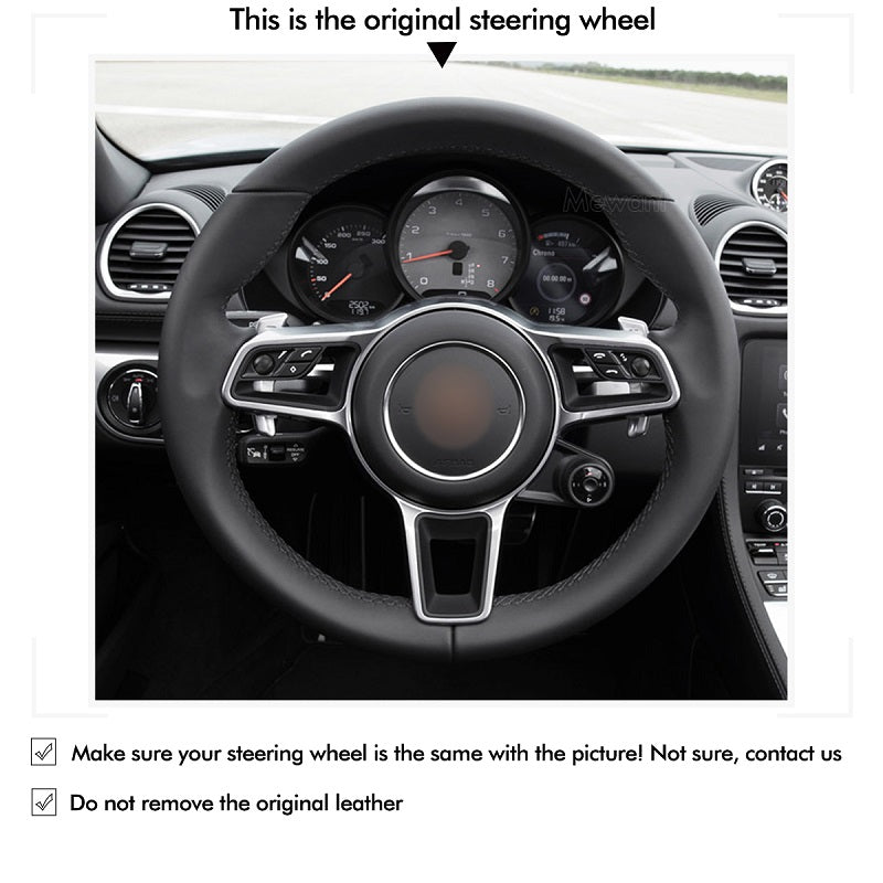 Mewant® Alcantara Car Steering Wheel Cover for Porsche 718 Boxster 718 Cayman 911 918 Spyder Cayenne Macan Panamera 2017-2021