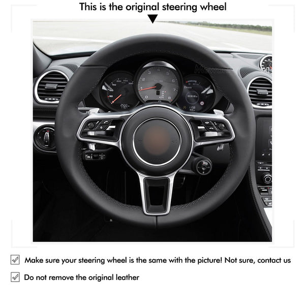 Mewant® Alcantara Car Steering Wheel Cover for Porsche 718 Boxster 718 Cayman 911 918 Spyder Cayenne Macan Panamera 2017-2021