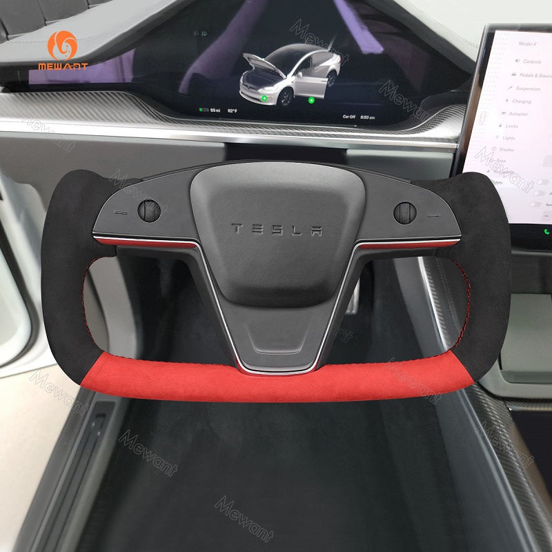 Mewant® Alcantara-Lenkradbezug für Tesla-Modelle S 2021-2023 / Modell X 2021-2023