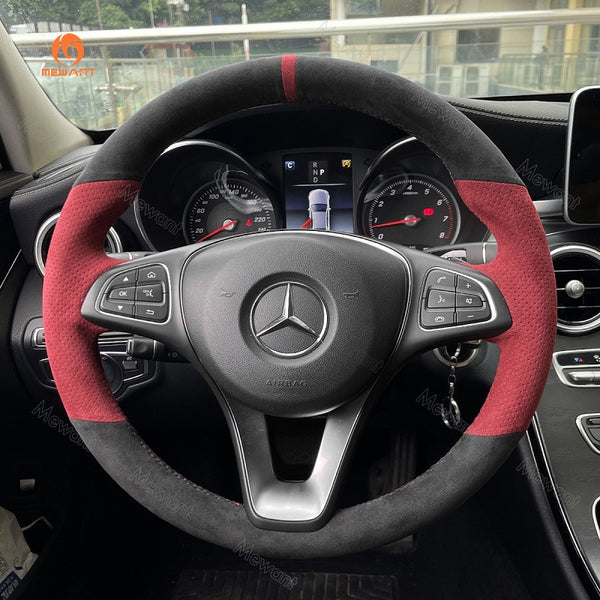 Mewant® Alcantara Autolenkradbezug für Mercedes Benz C-Klasse (W205) CLA-Klasse (C117) CLS-Klasse (C218) E-Klasse (W213) GLA-Klasse (X156) GLC-Klasse (X253/C253) GLE-Klasse (W166) GLS-Klasse (X166) Metris (W447)