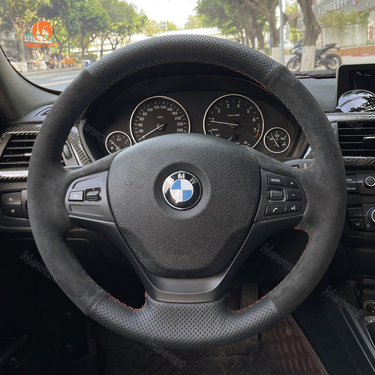 Mewant® Alcantara Car Steering Wheel Cover for BMW 3 Series F30 (Sedan) F34 (Gran Turismo)  1 Series F20 2 Series F22