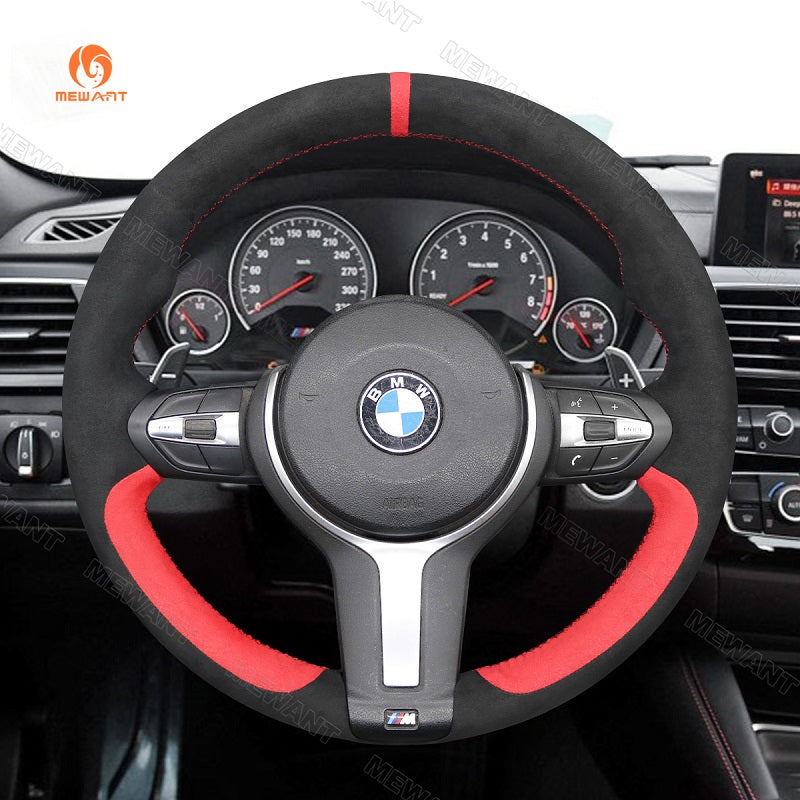 Mewant® Alcantara Car Steering Wheel Cover for BMW (M Sport)2Series F22 F23/3 Series F30 F34/4 Series F32 F33 F36/5 Series F10 F07/6 Series F12 F13 F06/X2 F39/X3 F25/X4 F26/X5 F15/X6 F16
