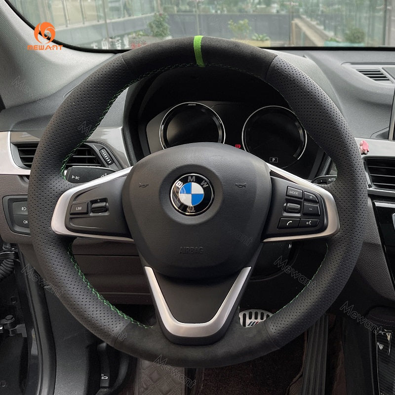Mewant® Alcantara Car Steering Wheel Cover for BMW X1 F48 X2 F39 2 Series F45 (Active Tourer) F46 (Gran Tourer) X1 F48 X2 F39