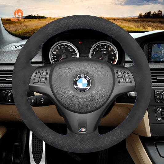 Mewant® Alcantara Car Steering Wheel Cover for BMW 1Series E87(5doorHatchback) E81 (3 door Hatchback) E82 (Coupe) E88 (Convertible) M E82;3 Series E90 (Sedan) E91 (Touring) E92 (Coupe) E93 (Convertible) X1 E84 M3 E90 M3 E92 M3 E93