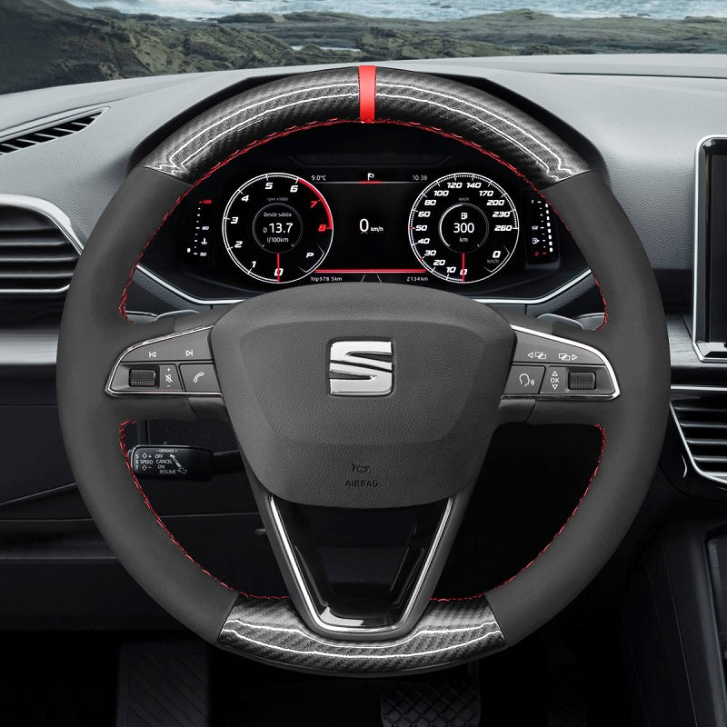Mewant® Alcantara Car Steering Wheel Cover for SEAT Leon (5F) 2013-2020 / Toledo 2014-2015 / Arona 2017-2021