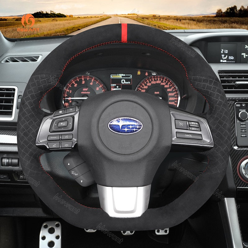 Mewant® Alcantara Car Steering Wheel Cover for Subaru WRX WRX STI 2015-2021 Levorg STI 2014-2021