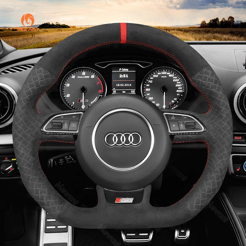 Mewant® Alcantara Car Steering Wheel Cover for Audi A5 A7 RS 5 RS 7 S3 S4 S5 S6 S7 SQ5 2013-2018