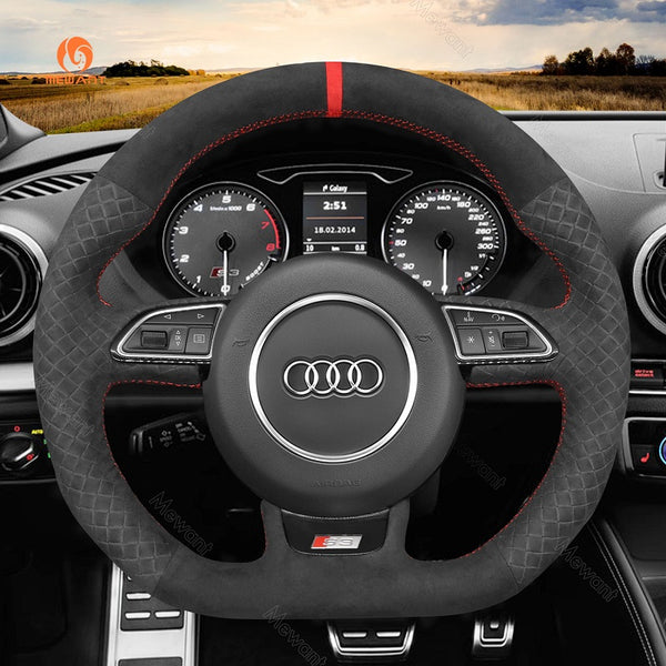 Mewant® Alcantara Car Steering Wheel Cover for Audi A5 A7 RS 5 RS 7 S3 S4 S5 S6 S7 SQ5 2013-2018