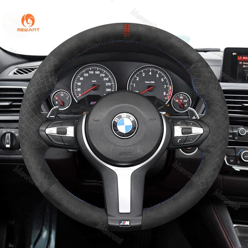 Mewant® Alcantara Car Steering Wheel Cover for BMW (M Sport)2Series F22 F23/3 Series F30 F34/4 Series F32 F33 F36/5 Series F10 F07/6 Series F12 F13 F06/X2 F39/X3 F25/X4 F26/X5 F15/X6 F16