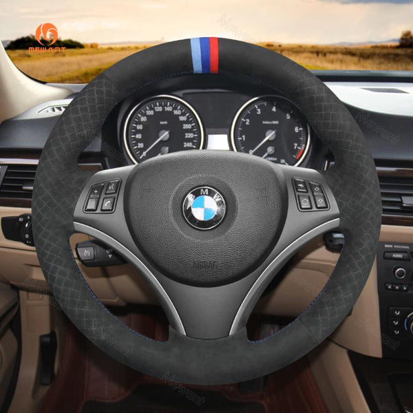 Mewant® Alcantara Car Steering Wheel Cover for BMW E87 E81 E82 E88 E82 E90 E91 E92E93 E84 E90 E92 E93 2007-2013