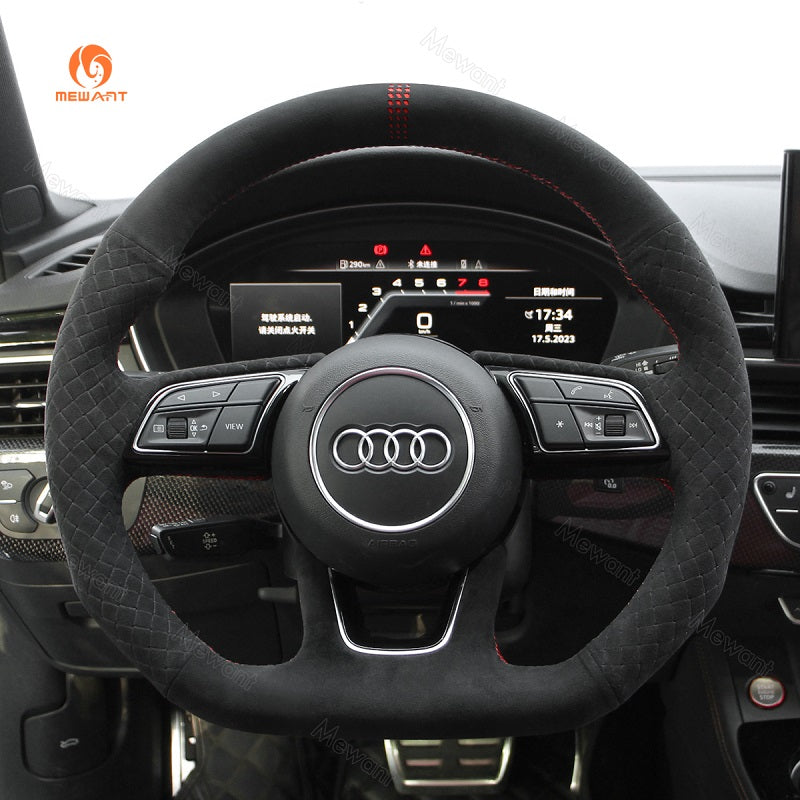 Mewant® Alcantara Car Steering Wheel Cover for Audi A3 Sportback e-tron RS 3 RS 5 S3 S4 S5