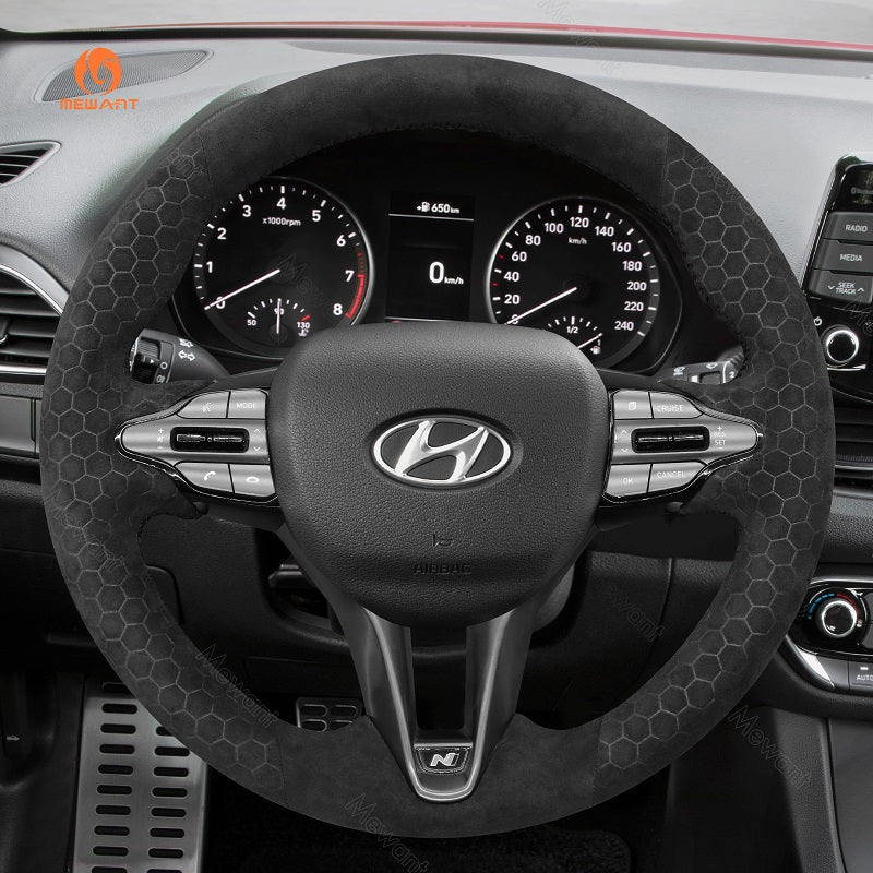 Mewant® Alcantara Car Steering Wheel Cover for Hyundai Elantra (N Line) Elantra N Kona N Veloster N 2019-2022