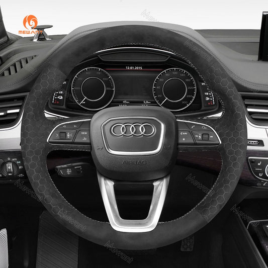 Mewant® Alcantara Car Steering Wheel Cover for Audi A3 A4 Allroad A4 A5 Q3 Q5 Q7 Q8 RS 5 RS Q8 S3 S4 S5 SQ5 SQ7