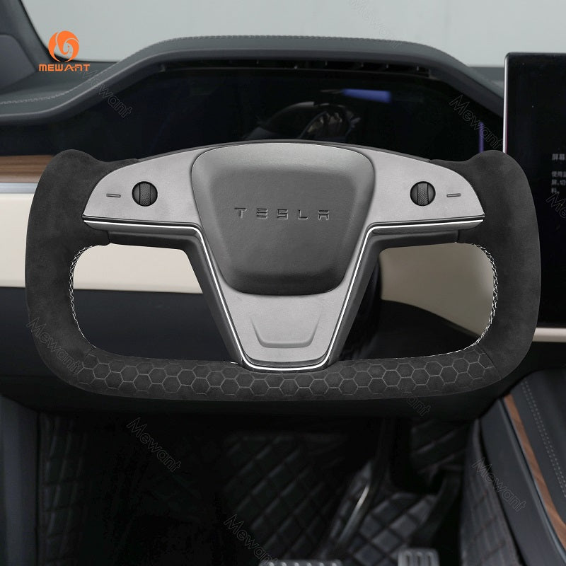 Mewant® Alcantara-Lenkradbezug für Tesla-Modelle S 2021-2023 / Modell X 2021-2023