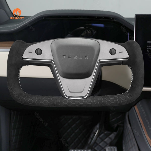 Mewant® Alcantara-Lenkradbezug für Tesla-Modelle S 2021-2023 / Modell X 2021-2023