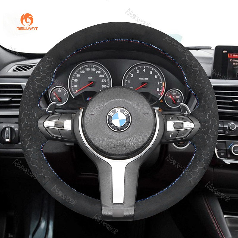 Mewant® Alcantara Car Steering Wheel Cover for BMW (M Sport)2Series F22 F23/3 Series F30 F34/4 Series F32 F33 F36/5 Series F10 F07/6 Series F12 F13 F06/X2 F39/X3 F25/X4 F26/X5 F15/X6 F16