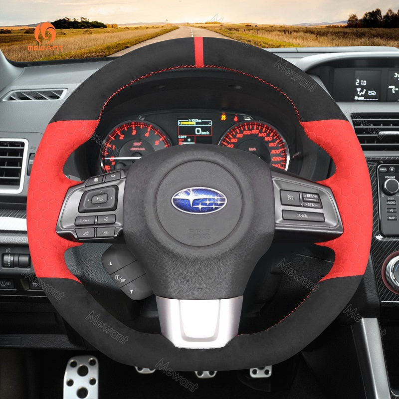 Mewant® Alcantara Car Steering Wheel Cover for Subaru WRX WRX STI 2015-2021 Levorg STI 2014-2021