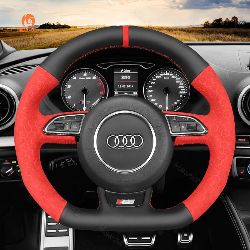 Mewant® Alcantara Car Steering Wheel Cover for Audi A5 A7 RS 5 RS 7 S3 S4 S5 S6 S7 SQ5 2013-2018