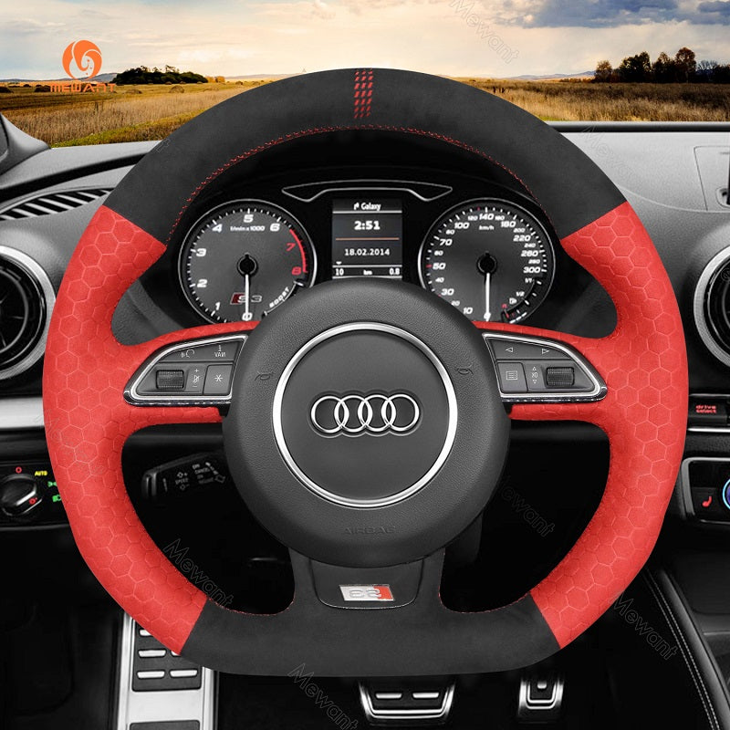 Mewant® Alcantara Car Steering Wheel Cover for Audi A5 A7 RS 5 RS 7 S3 S4 S5 S6 S7 SQ5 2013-2018
