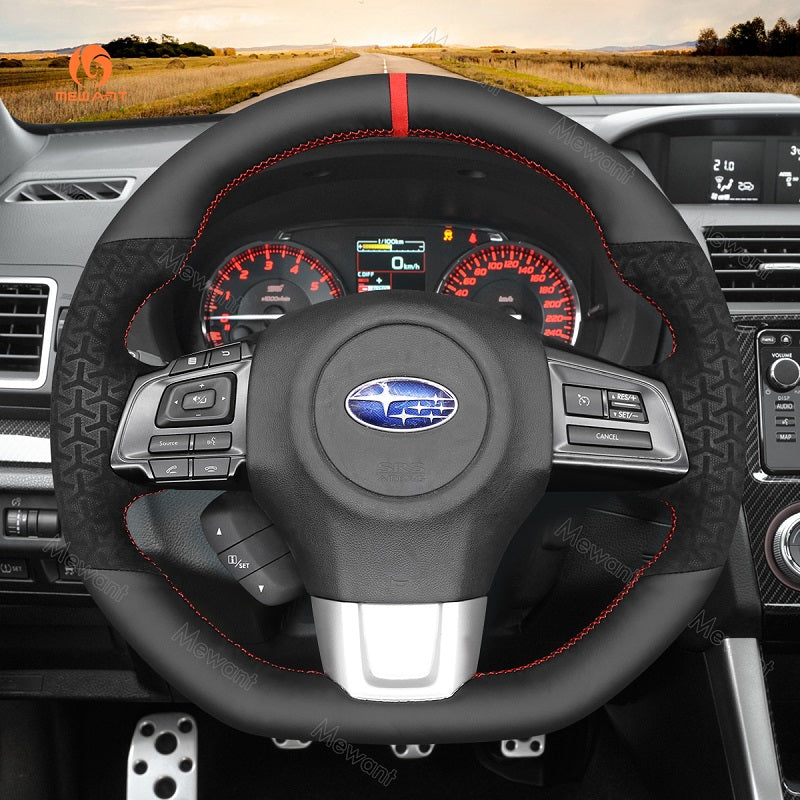 Mewant® Alcantara Car Steering Wheel Cover for Subaru WRX WRX STI 2015-2021 Levorg STI 2014-2021
