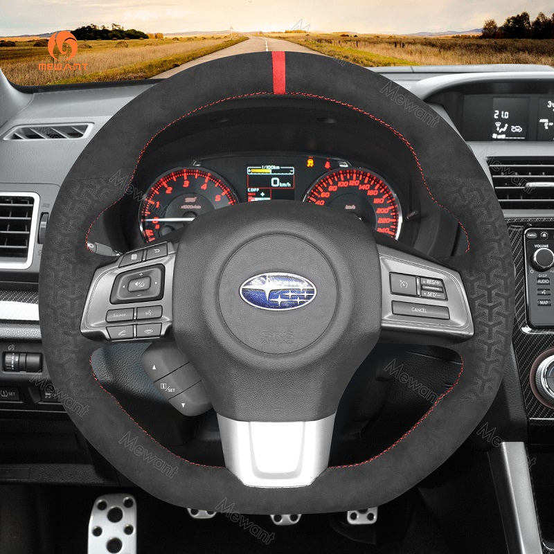 Mewant® Alcantara Car Steering Wheel Cover for Subaru WRX WRX STI 2015-2021 Levorg STI 2014-2021