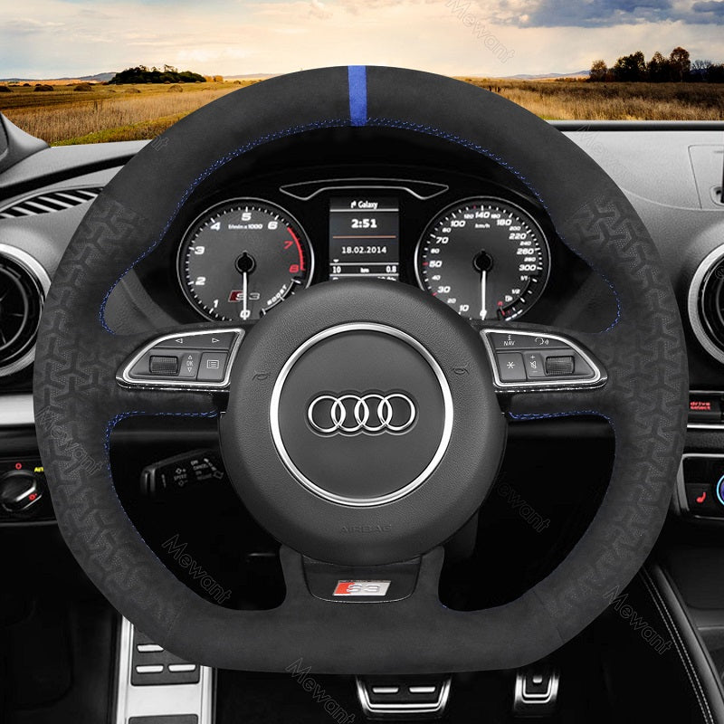 Mewant® Alcantara Car Steering Wheel Cover for Audi A5 A7 RS 5 RS 7 S3 S4 S5 S6 S7 SQ5 2013-2018