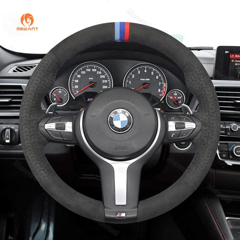 Mewant® Alcantara Car Steering Wheel Cover for BMW (M Sport)2Series F22 F23/3 Series F30 F34/4 Series F32 F33 F36/5 Series F10 F07/6 Series F12 F13 F06/X2 F39/X3 F25/X4 F26/X5 F15/X6 F16