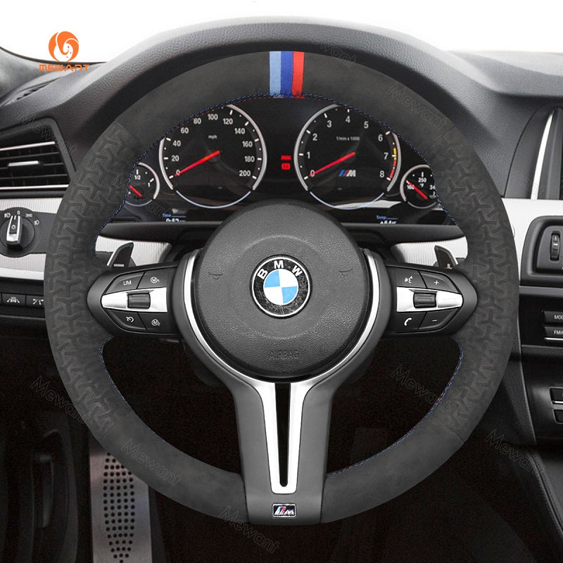 Mewant® Alcantara Car Steering Wheel Cover for BMW M2 F87 M3 F80 M4 F82 F83 M5 F10 M6 F06 F12 F13 X5 M X6 M