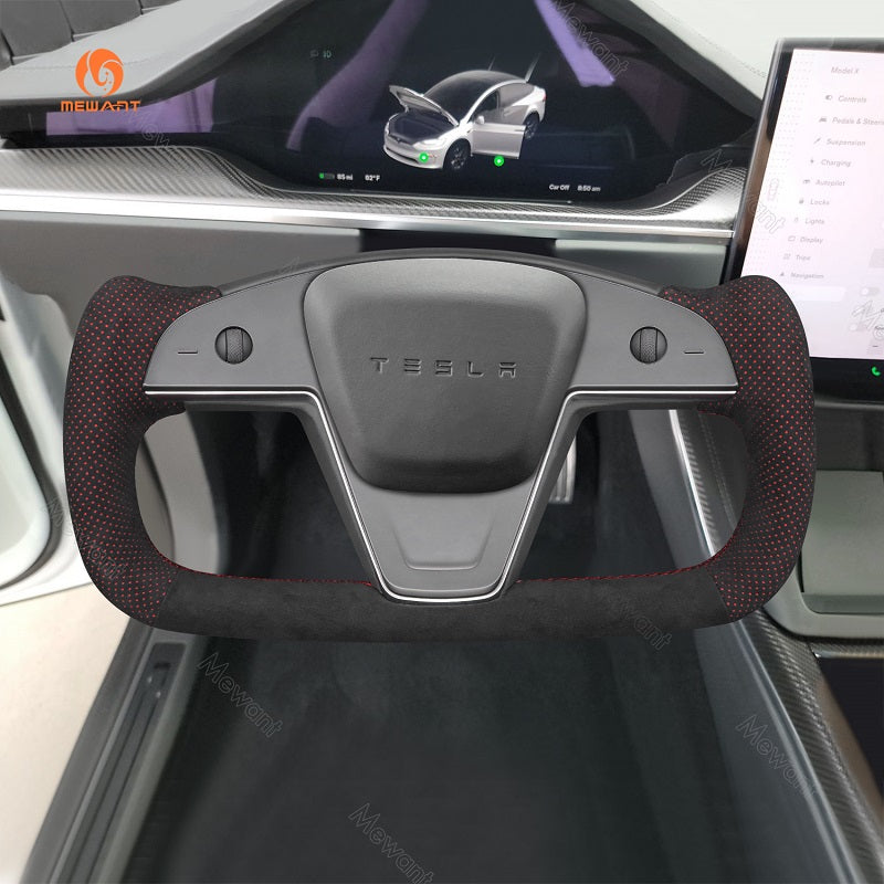 Mewant® Alcantara-Lenkradbezug für Tesla-Modelle S 2021-2023 / Modell X 2021-2023