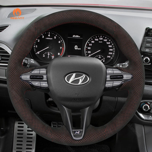 Mewant® Alcantara Car Steering Wheel Cover for Hyundai Elantra (N Line) Elantra N Kona N Veloster N 2019-2022