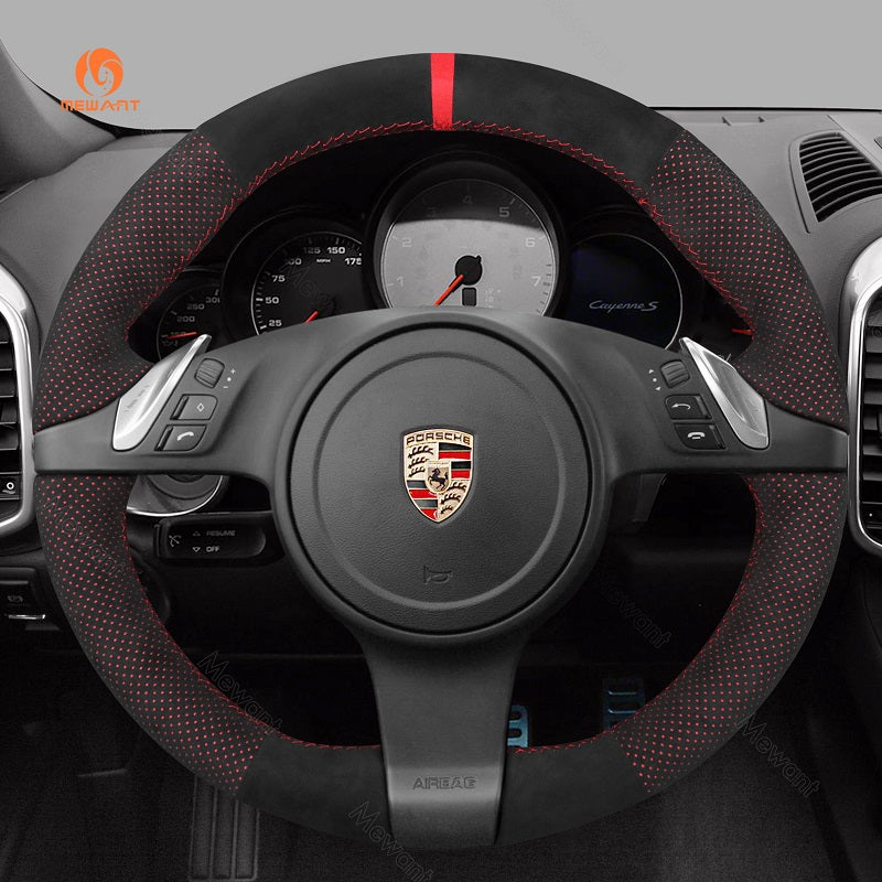 Mewant® Alcantara Car Steering Wheel Cover for Porsche 911 (991) Boxster (981) Cayman (981) Cayenne Panamera