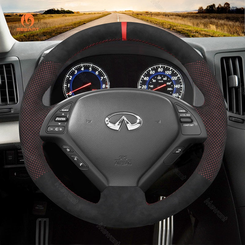 Mewant® Alcantara Car Steering Wheel Cover for Infiniti G37 EX EX30 EX35 EX37 Q60 QX50 Skyline