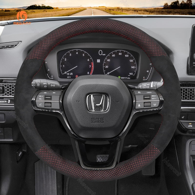Mewant® Alcantara Car Steering Wheel Cover for Honda Civic 11 HRV 2022 -2024 Accord 2023-2024