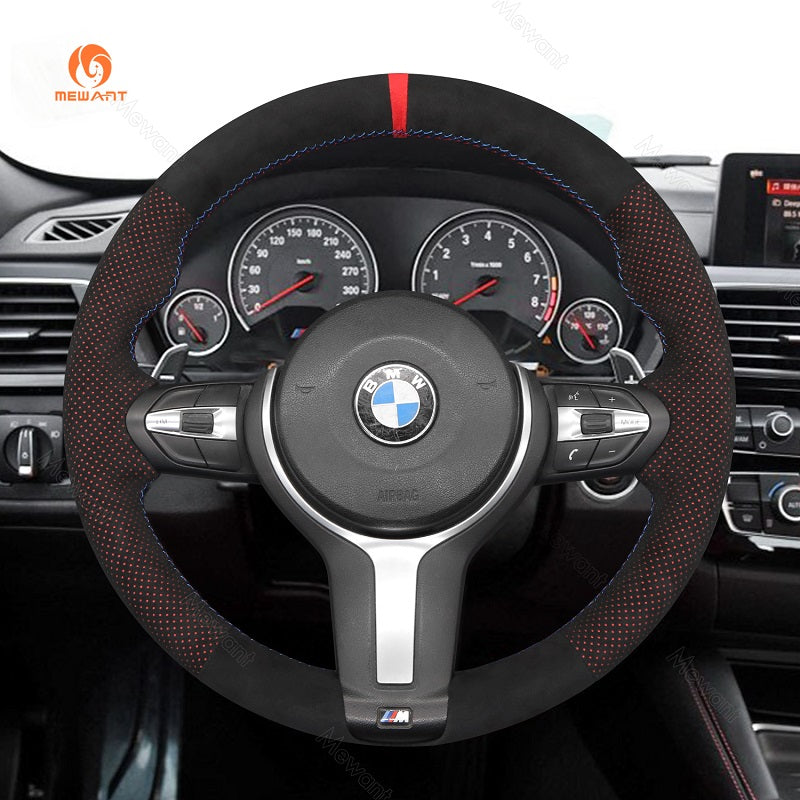 Mewant® Alcantara Car Steering Wheel Cover for BMW (M Sport)2Series F22 F23/3 Series F30 F34/4 Series F32 F33 F36/5 Series F10 F07/6 Series F12 F13 F06/X2 F39/X3 F25/X4 F26/X5 F15/X6 F16